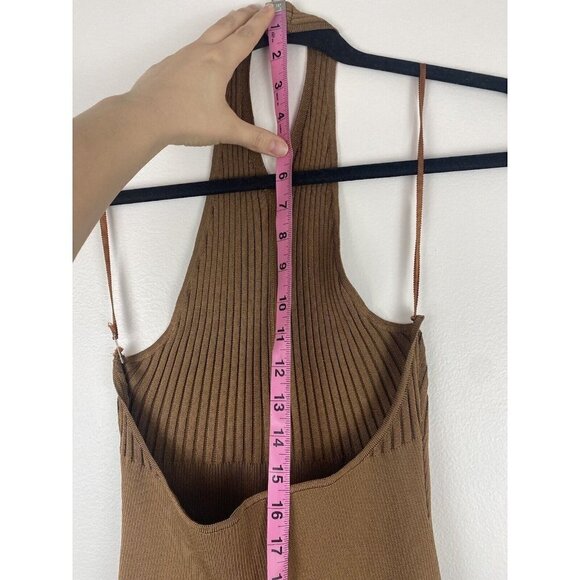ALC Women's SAMPLE dress Brown Ribbed Maxi Gown Stretchy Size XS/S - Picture 7 of 10